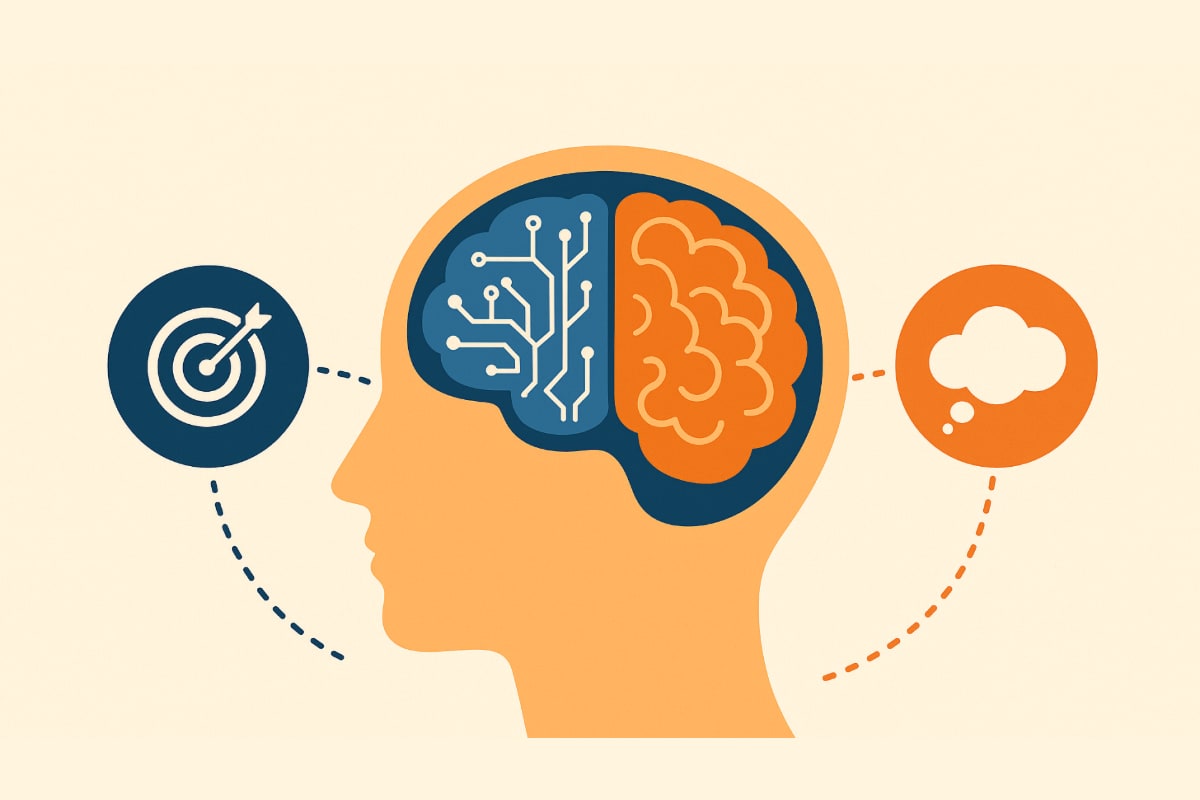 Illustration of brain networks showing focus and thought links related to ADHD and psychological therapy.
